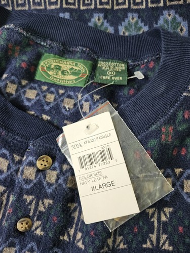 Men's Size XL Susquehanna Trail Outfitters Long Sleeve Print Shirt Navy Cotton - Picture 5 of 7