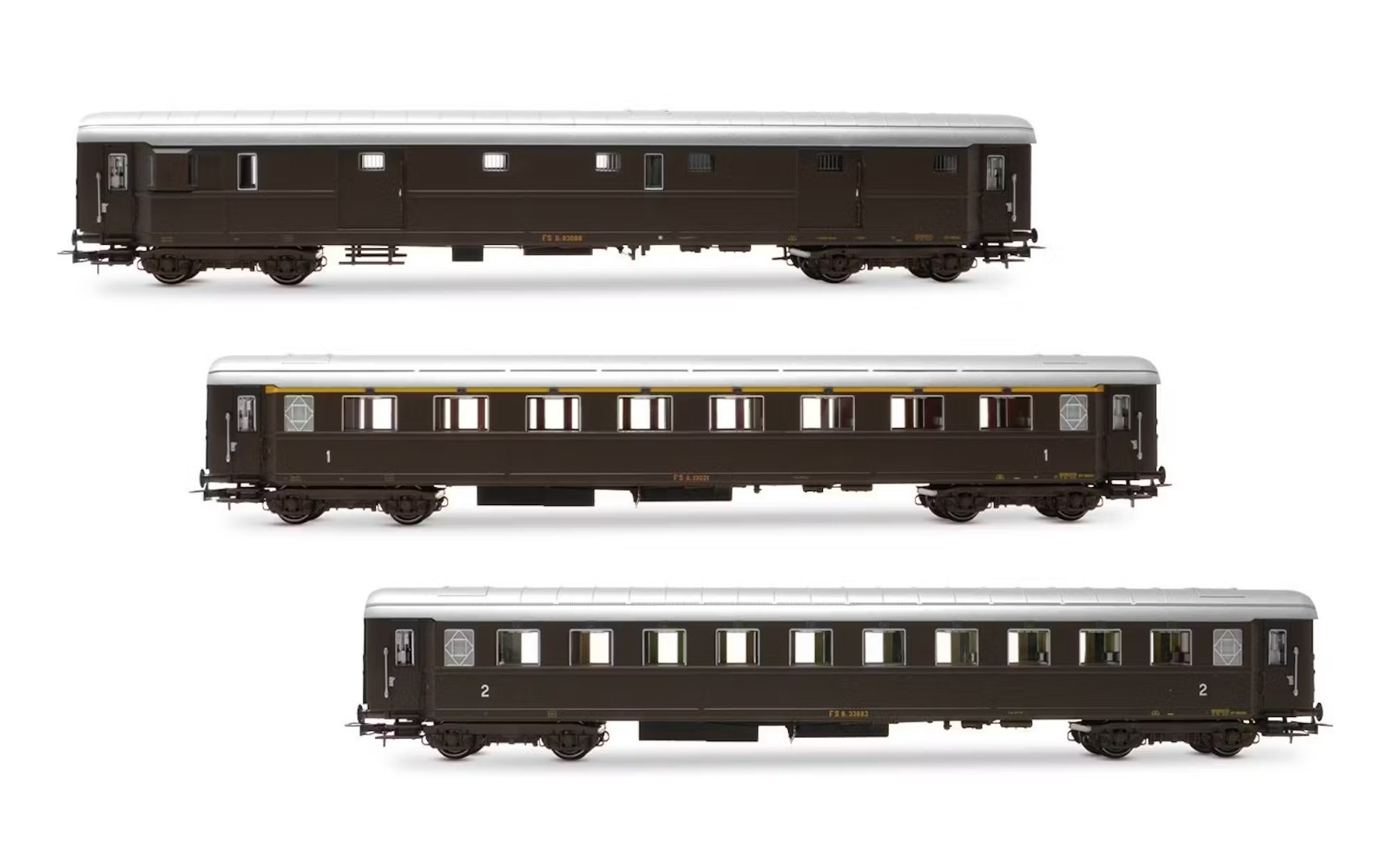 Rivarossi HR4365 Set livery chestnut FS baggage + 1st and 2nd class