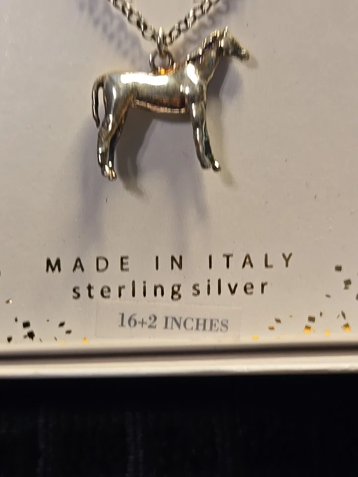 "Nuevo colgante y collar auténtico Mia Fiore de plata esterlina CABALLO 16+2"" NUEVO EN CAJA" Foto 3 de 4