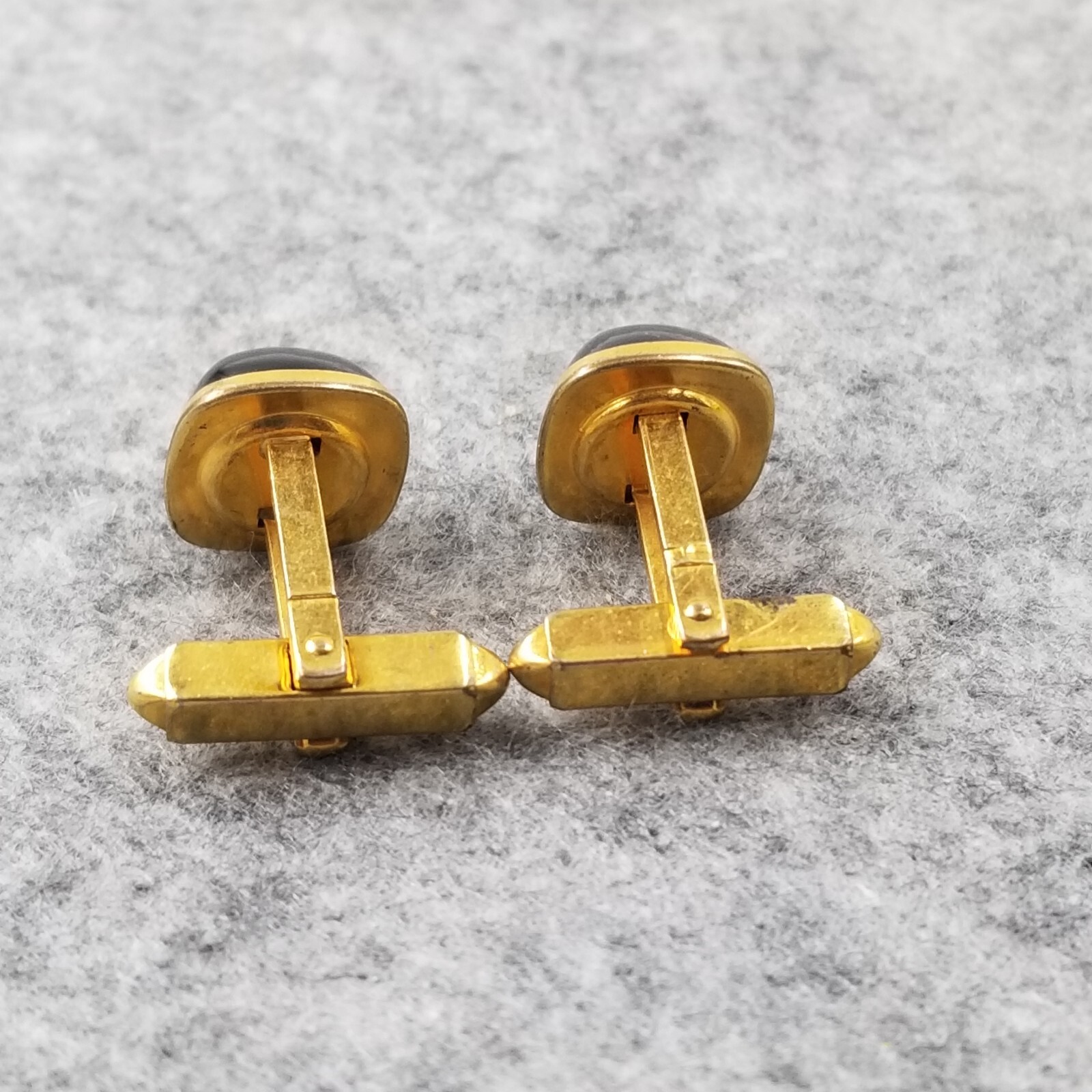 Vintage Anson Black Stone Gold Tone Cufflinks Men's A… Gem