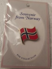 Vintage Flag of Norway Travel Souvenir Lapel Pin