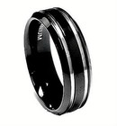 TITANIUM Beveled RING 7mm wide BAND with 0.8mm GROOVES, size 9 — photo 3