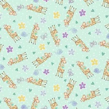 Baby Love | Mint Baby Giraffe by Michael Miller Fabrics | Cotton by the 1/2 yard