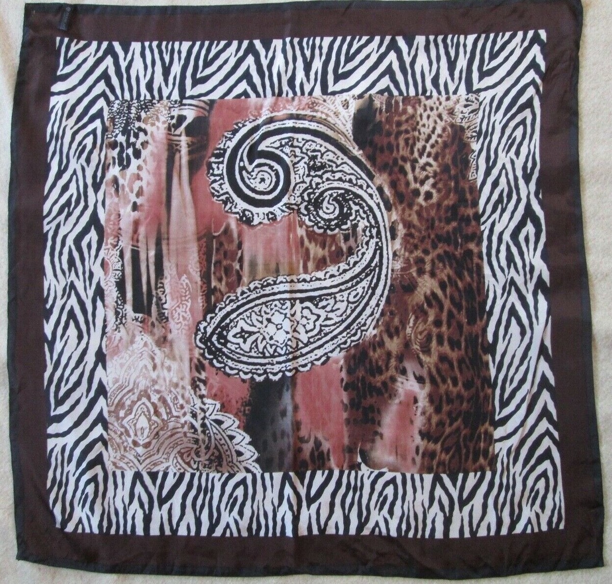 Foulard Vintage Coton Et Soie 85x83 Cm - Fait En France, Motif Fleuri, Multicolore