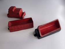 3 Vintage Auburn Rubber Train Car Red Toy