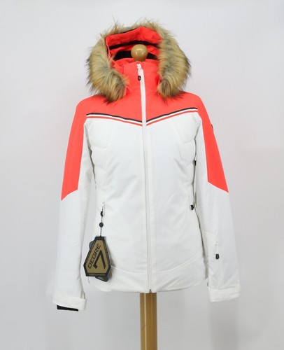 DEGRE 7 SASSIERE SKI JACKET WOMENS WHITE ORANGE FAUX FUR HOODED RRP £469 KL  | eBay