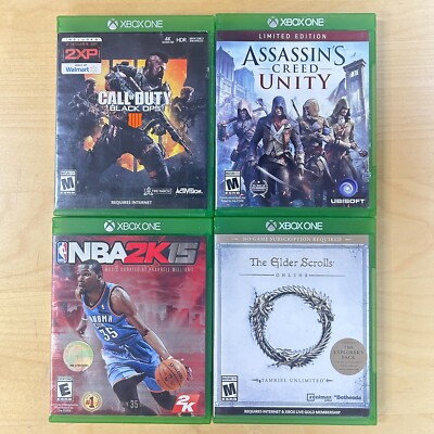 Lot of 4 Games Black Ops 4, AC: Unity, NBA 2K15, Elder Scrolls Online (Xbox One)