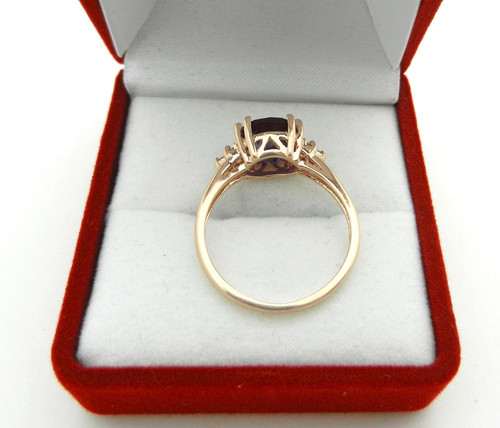 EMA signed 10k Pink Rose Gold Cushion Checkerboard Amethyst Ring Diamond Accent - Picture 7 of 10