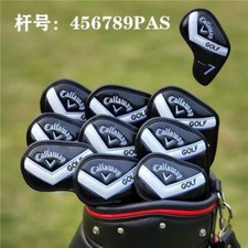 9Pcs Golf Iron Covers Head cover For Callaway Golf Club Leather Magnetic closure