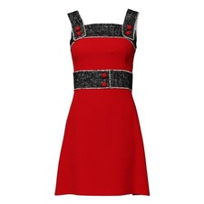 DOLCE & GABBANA Dress Red Wool Sleeveless A-line Flared Mini IT38/US4/XS 2180usd