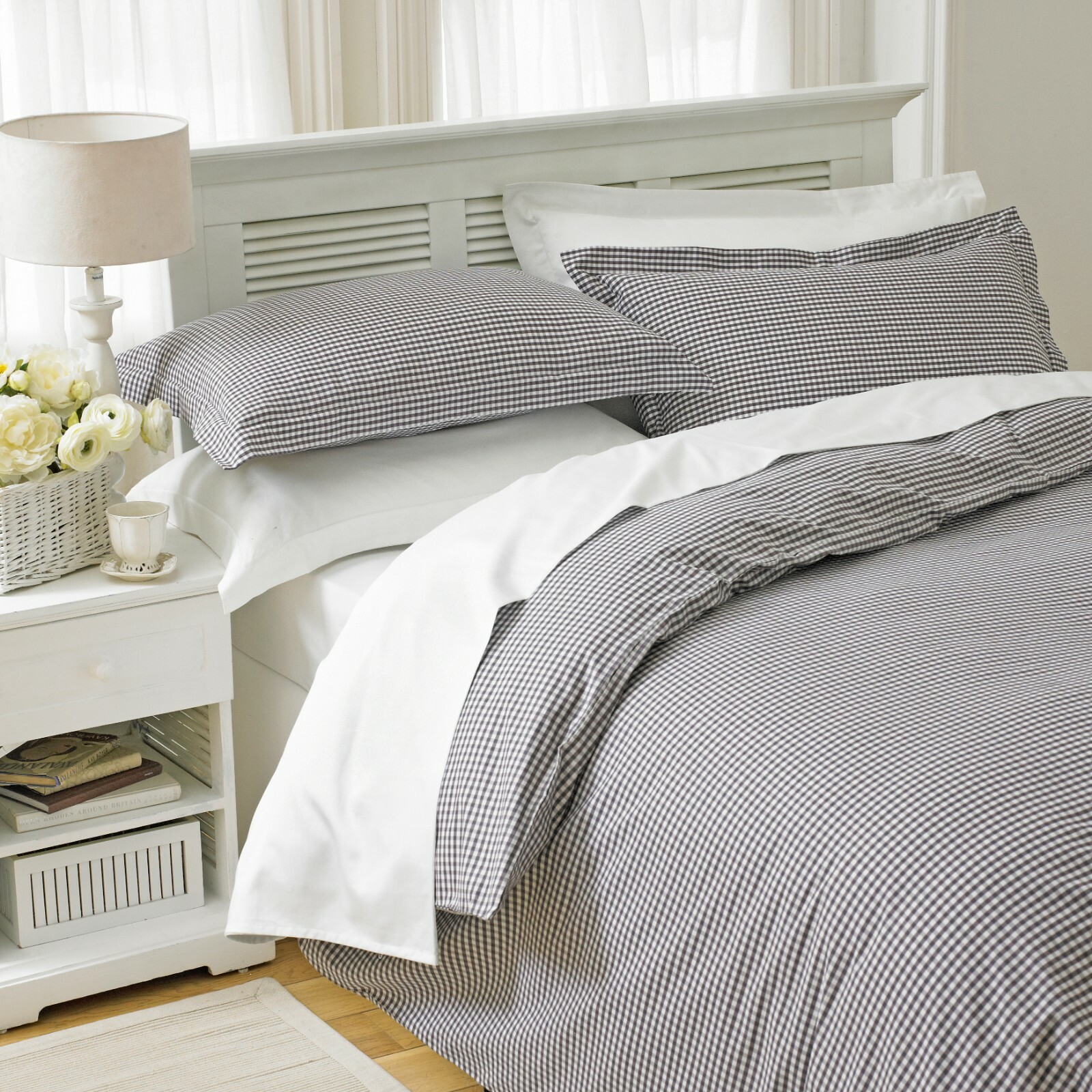 LUXURY GINGHAM CHECK DUVET COVER SET 100 POLY COTTON QUILT BEDDING SET