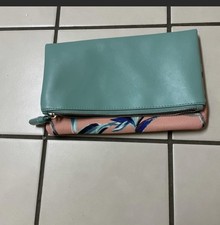 New Rachael Pally Reversible Clutch Purse In Paradise Bag Coral Mint