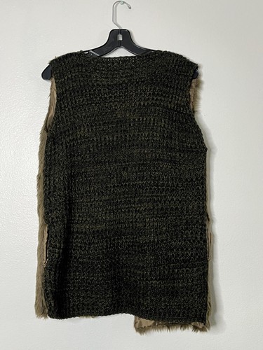 Faux Fur & Knit Vest For Women Size S By B-Sharp Brown - Picture 6 of 6