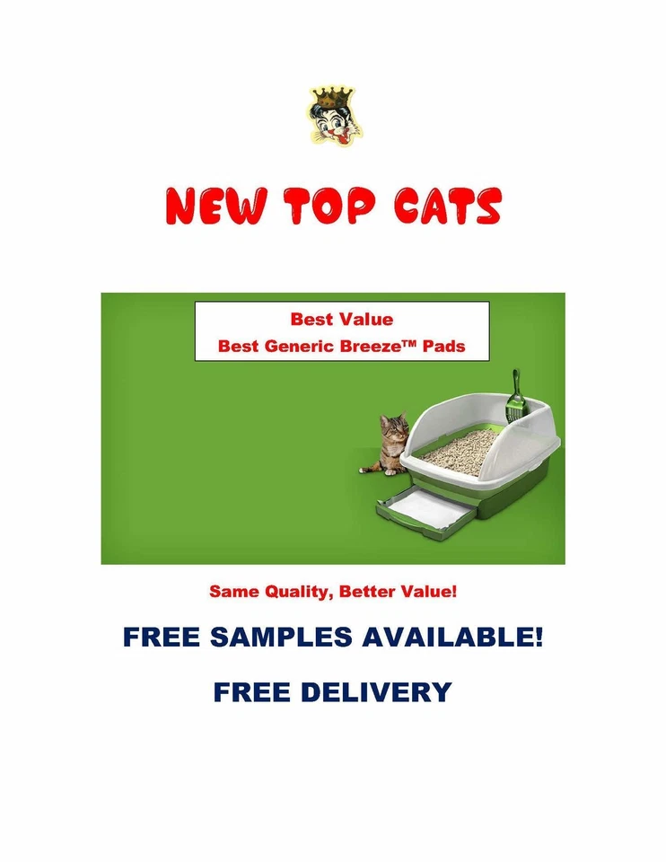 JIMMIE CAT 40ct New TOP CAT Replacement Pads for Breeze Litter Box Baking Soda Infused