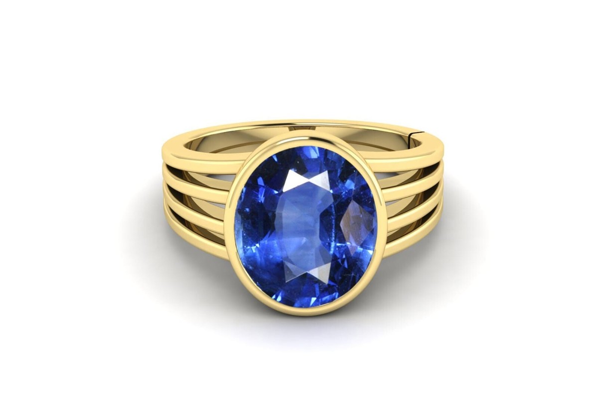 Natural Oval Cut Blue Sapphire Ring 925 Sterling Silver 14K