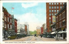Canton Ohio N Market Street View cars signs buildings 1925 Postcard