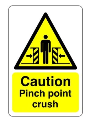 SAFETY FIRST DISPLAY LTD Caution pinch point crush sign - for indoor/outdoor usage PVC, Sticker or Diabo