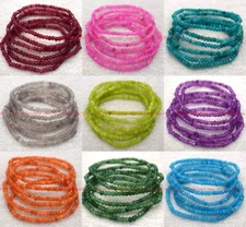 Wholesale 6 Pcs Natural Gemstone 2x4mm 7.5” Crystal Healing Stretch Bracelet