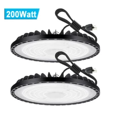2Pack 200W UFO LED High Bay Light Industrial Commercial Factory Warehouse Light
