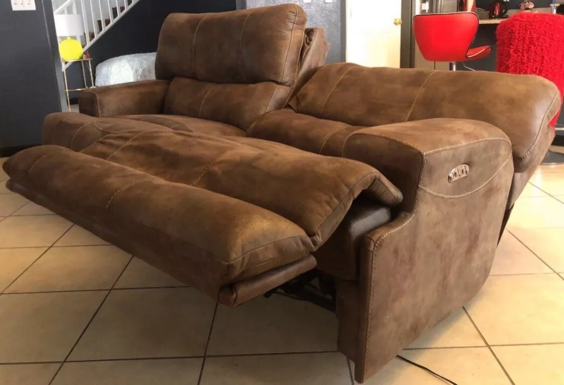 Brown Faux Suede Recliner Sofa - Caravana Furniture