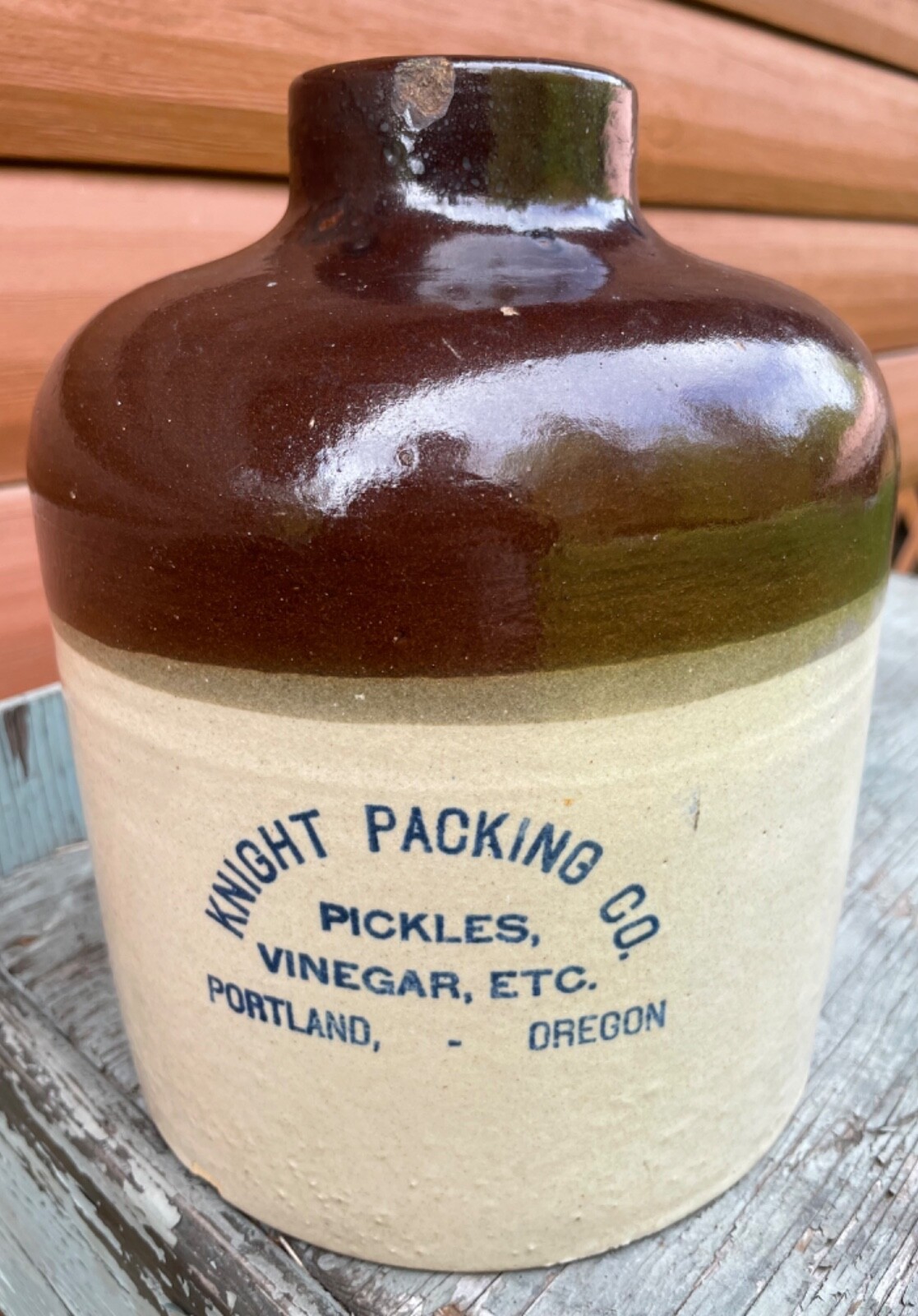 Stoneware Knight Packing Co, Pickles, Vinegar, Etc, Portland, Oregon