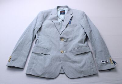 OppoSuits Men's Slim Fit Stretch Cotton Seersucker Suit Jacket AR8 Blue US:42