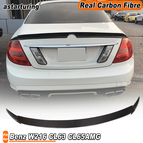 For Benz W216 CL63 CL65 2009-12 REAL CARBON Rear Boot Trunk Spoiler Wing Lip - Foto 1 di 10