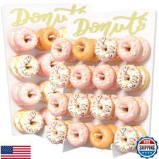 CORTNK Wooden Donut Wall Display Stand, 2PCS Holder for 32 Doughnuts, Board for