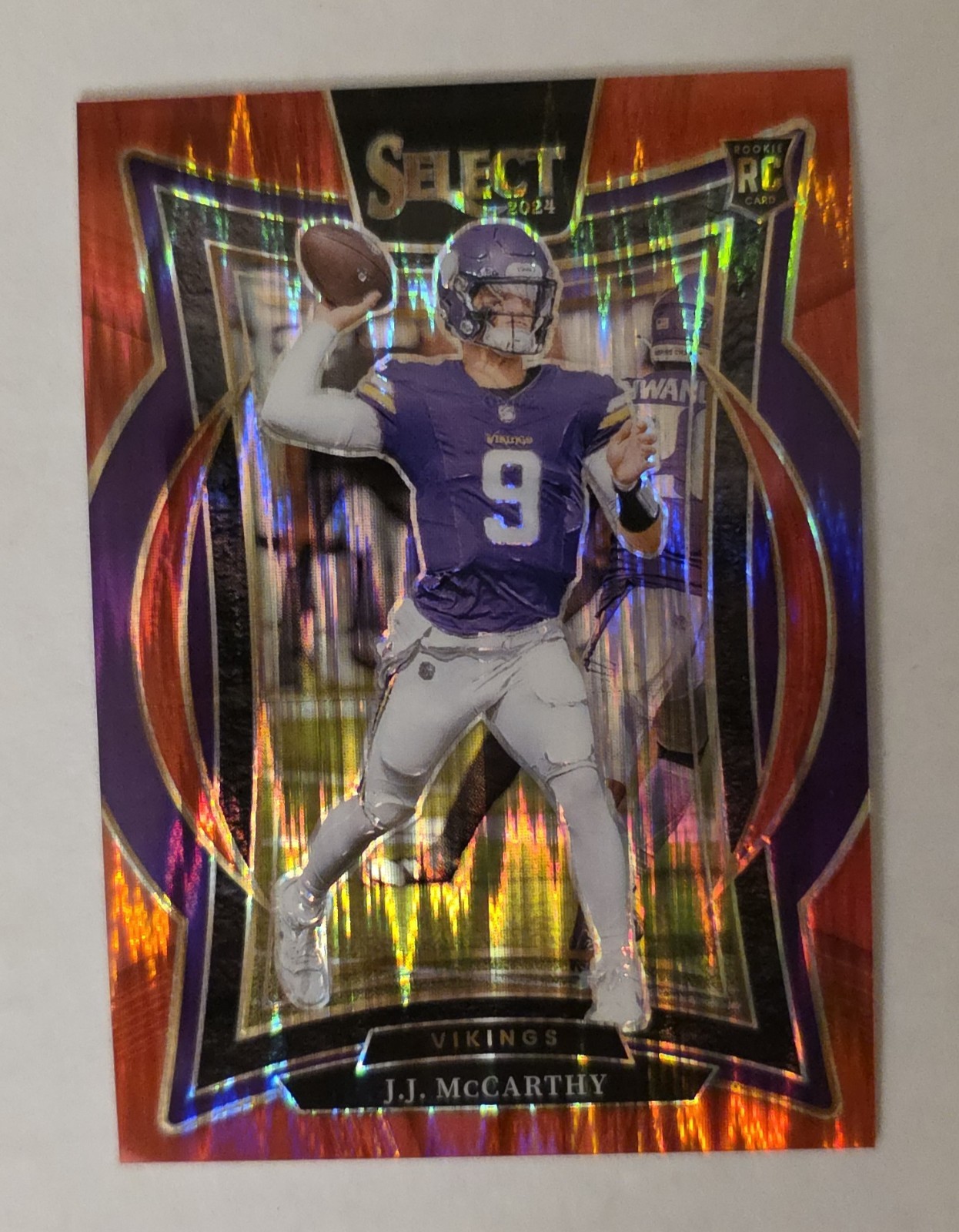 2024 Panini Select Concourse J.J. McCarthy #24 Red Shock Prizm 023/249 Numbered