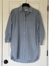 Universal Thread Blue White Striped Button Down Shirt Dress with Pockets Relaxed