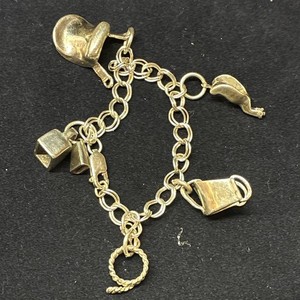Sterling Silver Charm Bracelet Cowboy Themed Charms 7 Inch