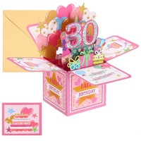 30. Geburtstagskarte, Pop-Out Geburtstagskarte Lustige Karte Süß 3D, Pink