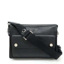 Prada Leather Shoulder Bag Clutch Women Black One Size
