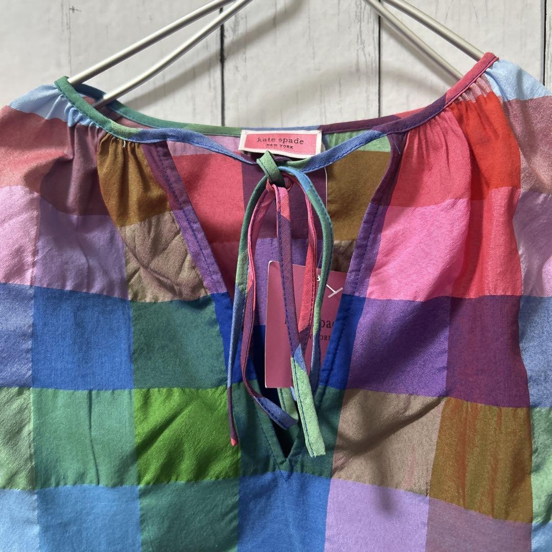 kate spade Madras Check Blouse XS Multicolor thumbnail 3
