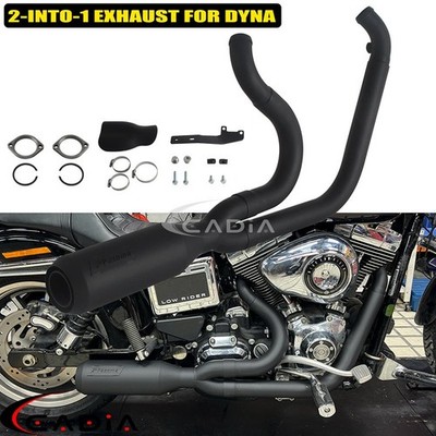2-Into-1 Full Exhaust System For Harley Dyna Super Glide FXD FXDC Fat Bob 06-17