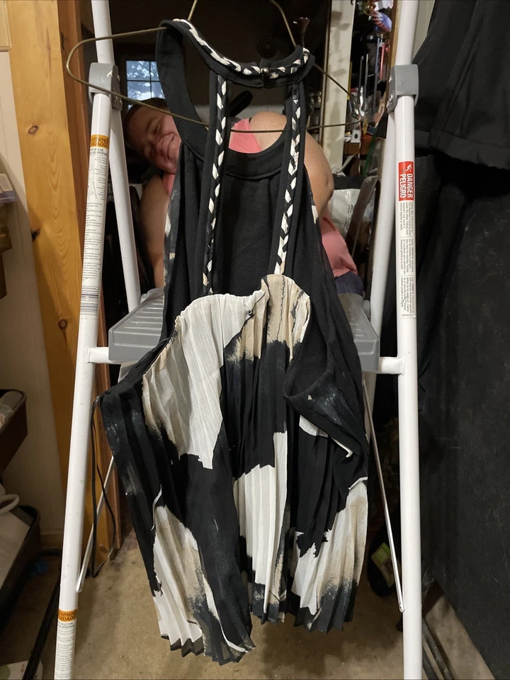 Blusa de vestir Adrienne Landau Onyx XL negra marrón blanca Foto 2 de 2