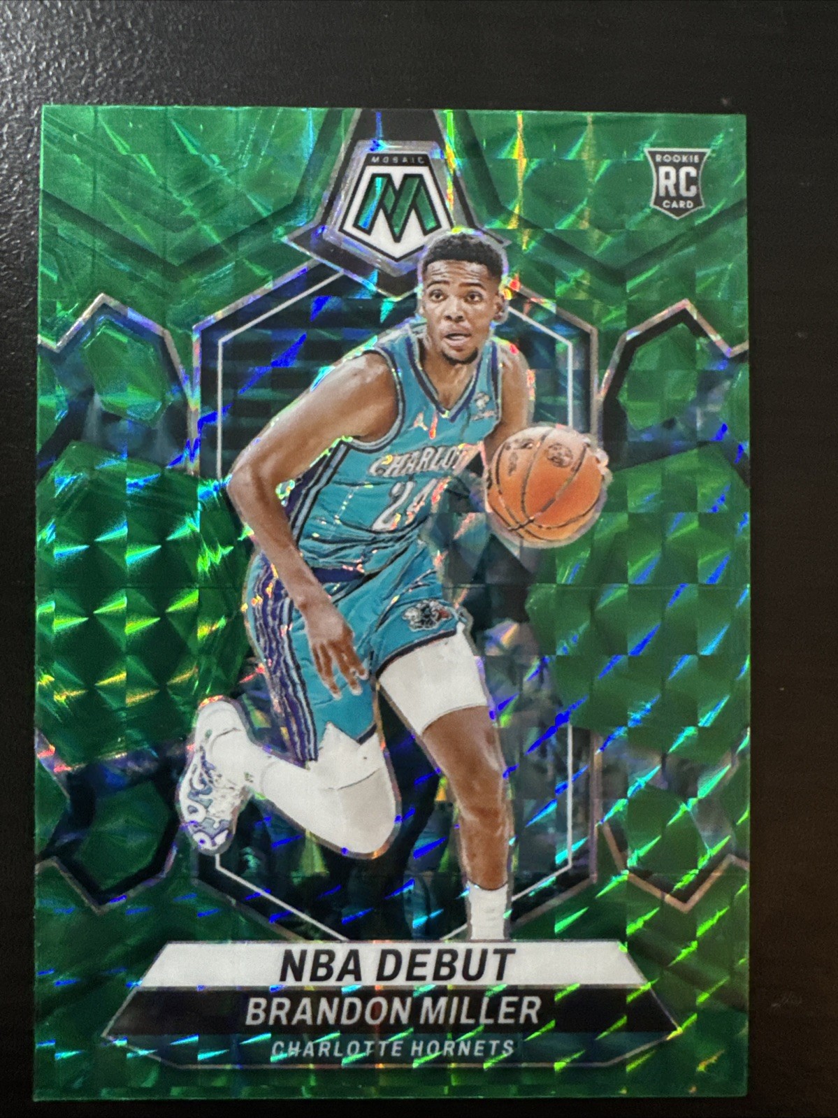 Brandon Miller 2023-24 Panini Mosaic - NBA Debut #252 Green Mosaic Prizm Rookie