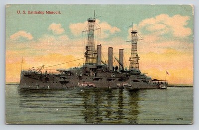 US Battleship Missouri Antique Postcard S. H. Kress & Co. C. E. Muller 1903