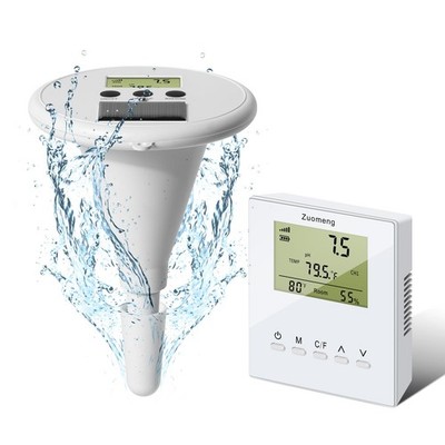 Wireless Pool Monitor, Solar Pool Water Tester with Two Displays & High-Preci...