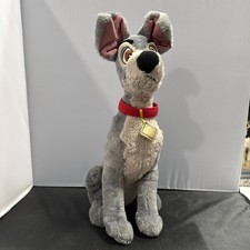 Disney Store Original Lady and the Tramp 15" Plush Tramp Gray Dog