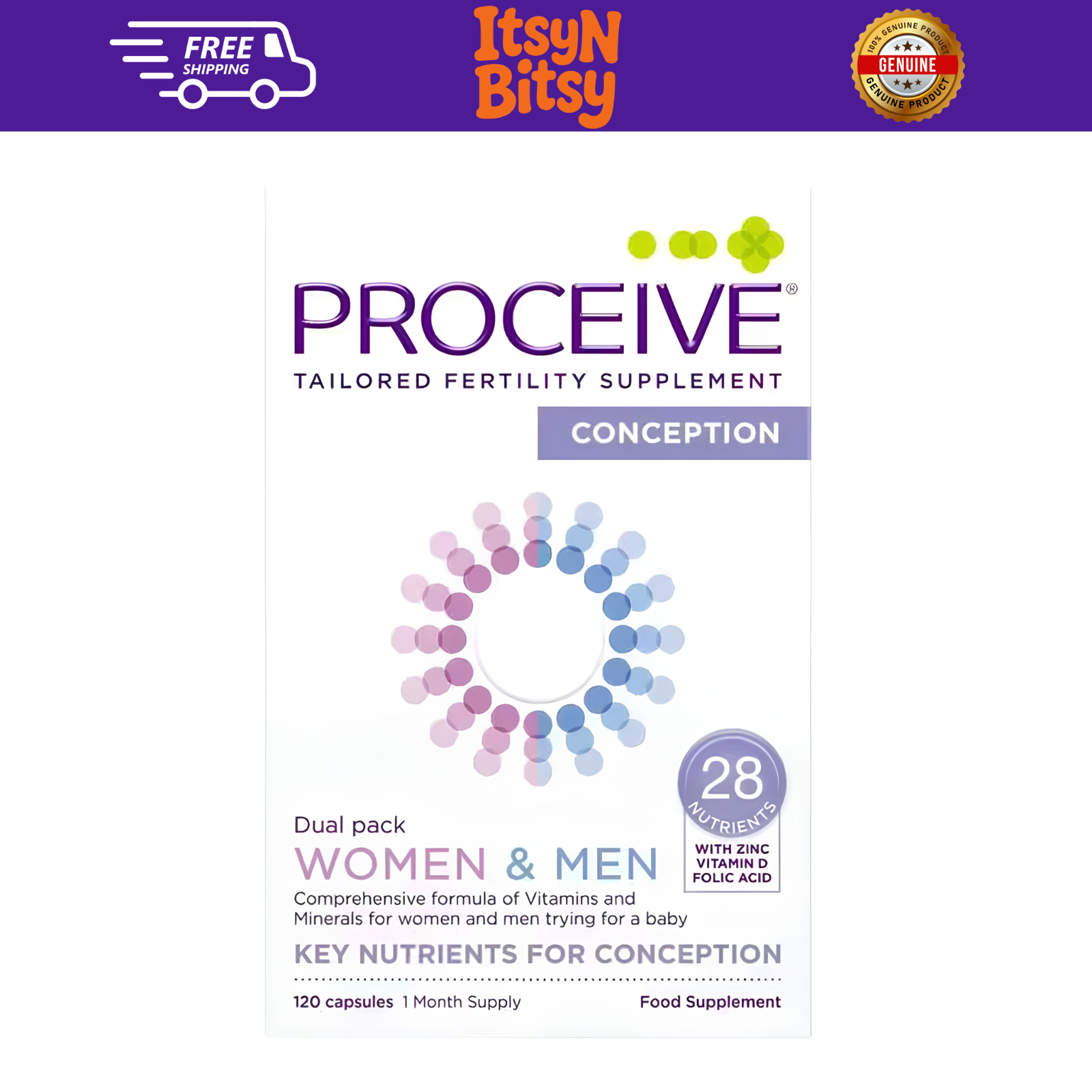 Proceive Women and Men Dual Pack – 120 Capsules 100% GENUINE NEW 🟢