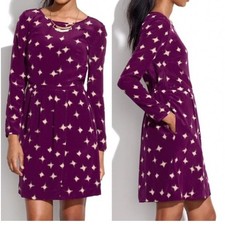 MADEWELL PURPLE SILK DRESS WITH STAR PRINT LINED
