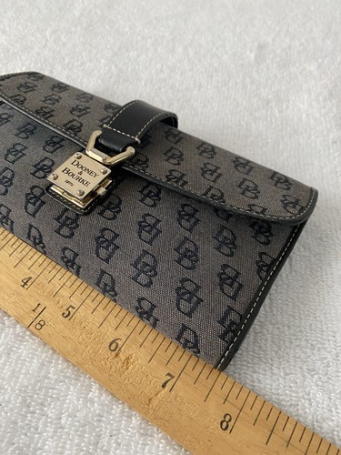 Dooney Bourke Vintage Monogram Wallet Canvas Leather Blue Black - Picture 12 of 12