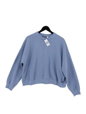 Neuwertiger Samt Damen Hoodie L blau Baumwolle mit Polyester, Elasthan Pullover