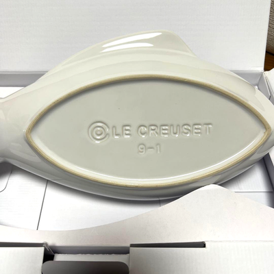 Rare Le Creuset Large Fish Shaped Dish White Discontinued L Size