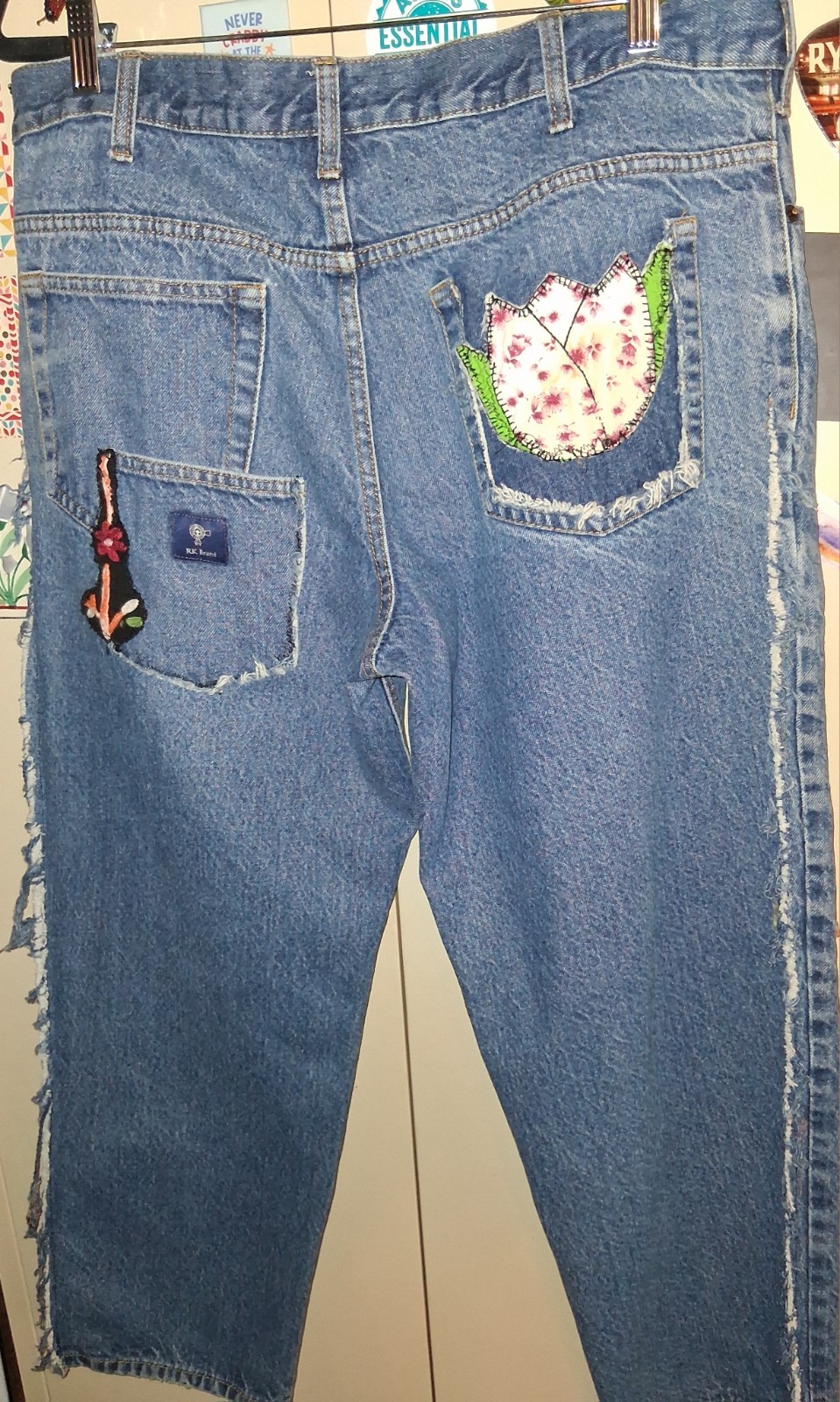 OOAK Handmade Upcycled Patchwork Denim Jeans Blue… - image 4