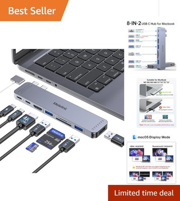 Elegant USB-C Multiport Adapter for MacBook Pro/Air - 8 Ports & Fast Performance
