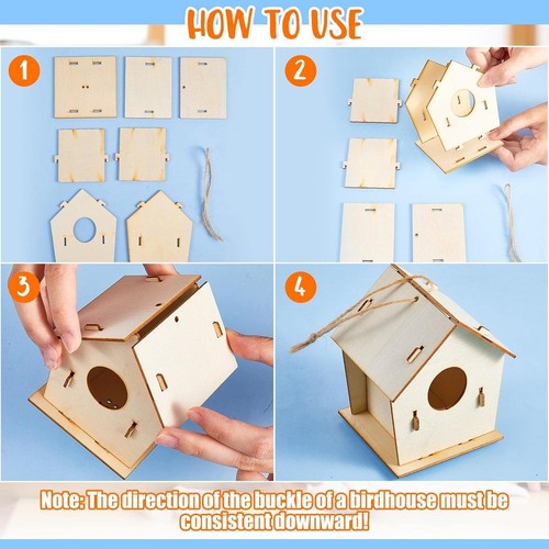 15-Pack Unfinished Wooden Birdhouses Kit for DIY Crafts & Kids’ Creativity - Picture 7 of 9