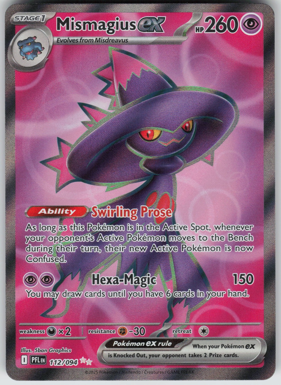 Mismagius ex Ultra Rare Holofoil ME02: Phantasmal Flames 112/094 Pokemon card NM