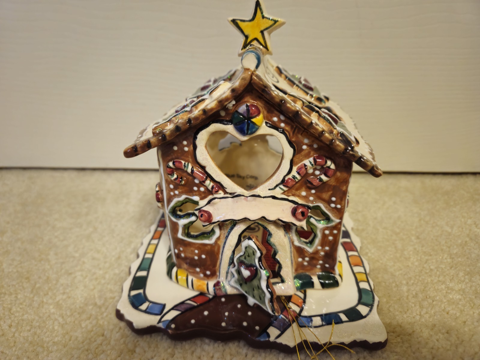 BLUE SKY CLAYWORKS CHRISTMAS CANDY CANE BUNGALOW HOUSE WITH BOX "ORIGINAL OWNER"